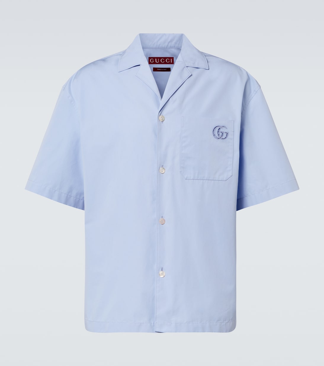 

Двухслойная хлопковая поплиновая рубашка для боулинга Double G Gucci, Baby Blue