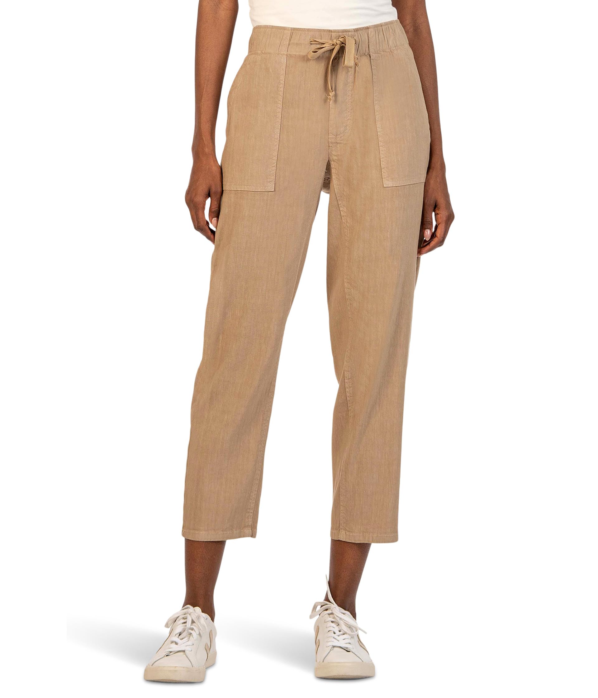 

Джинсы KUT from the Kloth Petite Rosalie - Drawstring Pants With Porkchop Pockets In Khaki, хаки