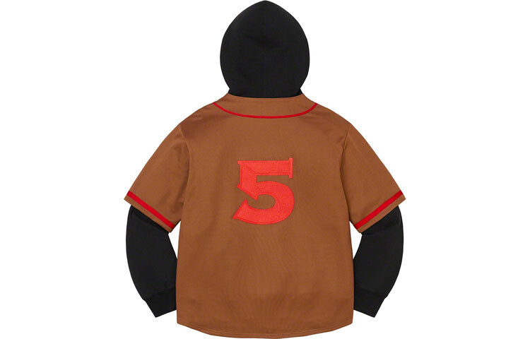 Толстовка Supreme Baseball Jersey, коричневый / черный — фото 3