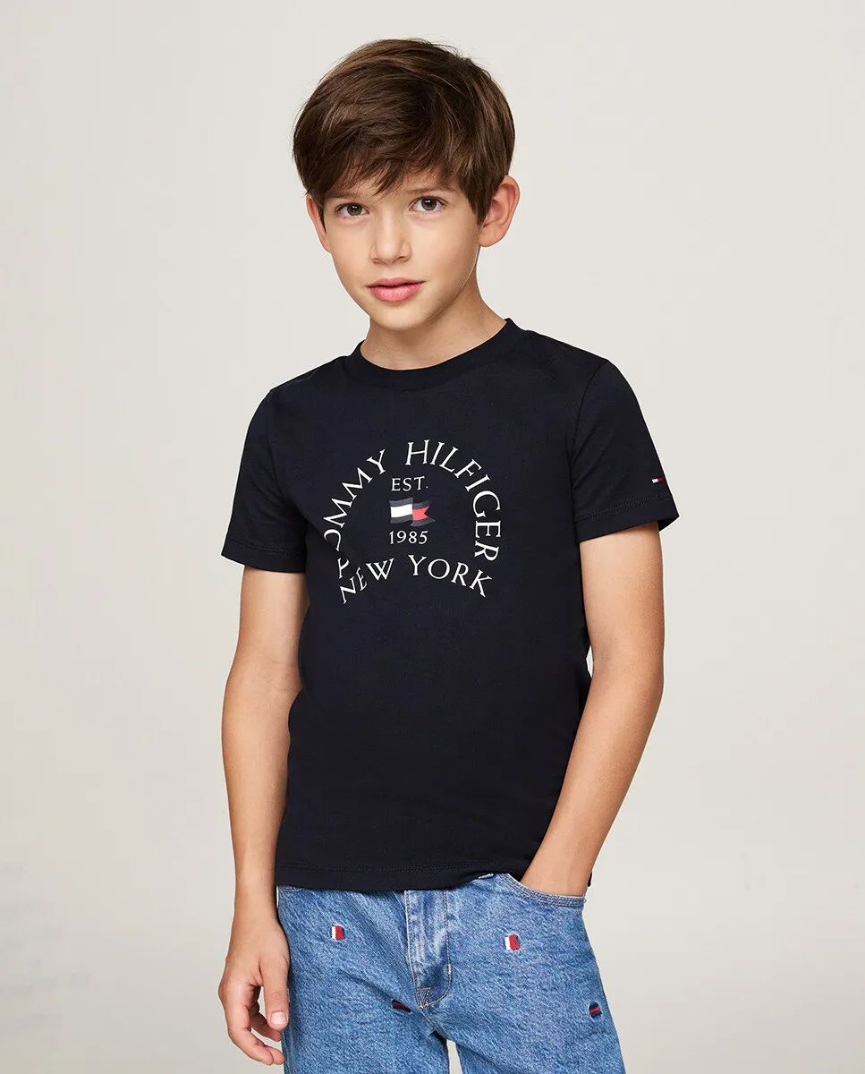 

Футболка для мальчика с короткими рукавами и круглым вырезом Tommy Hilfiger, синий