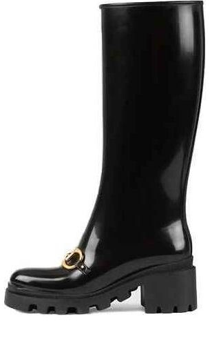 Кроссовки rubber horsebit tall boots 'black' Gucci, черный