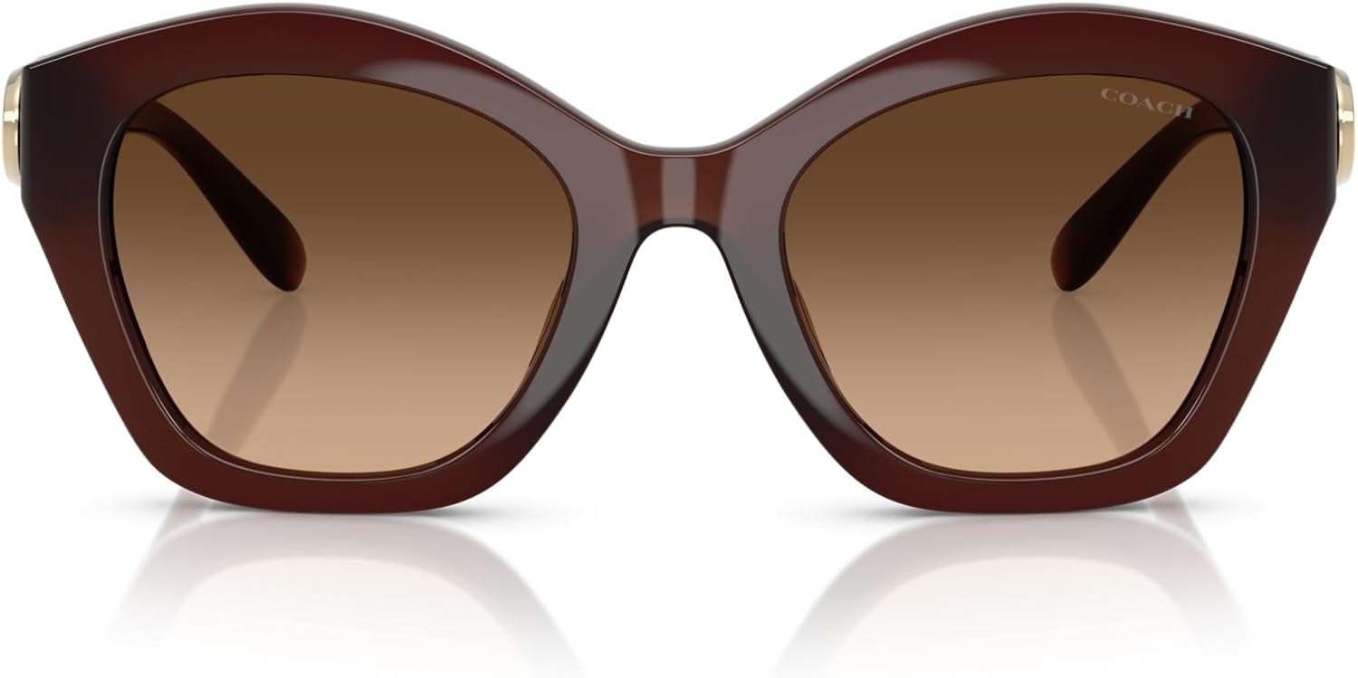 

Coach Womens HC8421U универсальные солнцезащитные очки Butterfly, Milky Hazelnut/Brown Gradient