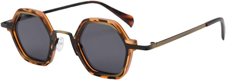 

Солнцезащитные очки в стиле ретро с поляризацией для мужчин и женщин, защищающие от УФ-излучения UV400, многоугольные, в стиле панк, винтажные, металлические, шестиугольные VFDHN, Leopard With Black