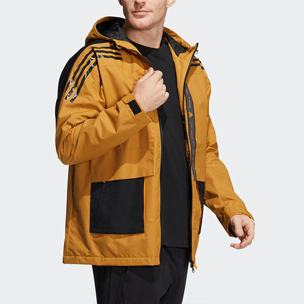 Куртка Men's adidas Contrasting Colors Sports Training Casual Hooded Jacket Wheat Brown, коричневый — фото 2