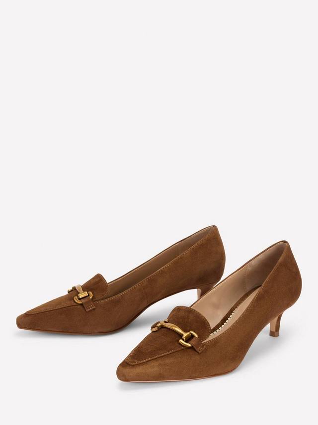 Iris Suede Loafers на низком каблуке kitten heel Boden, Raw Umber — фото 2