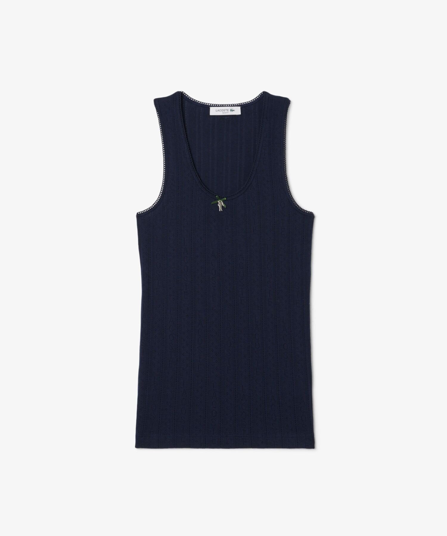 Топ-майка LACOSTE из ажурной вязаной ленты, Navy — фото 3
