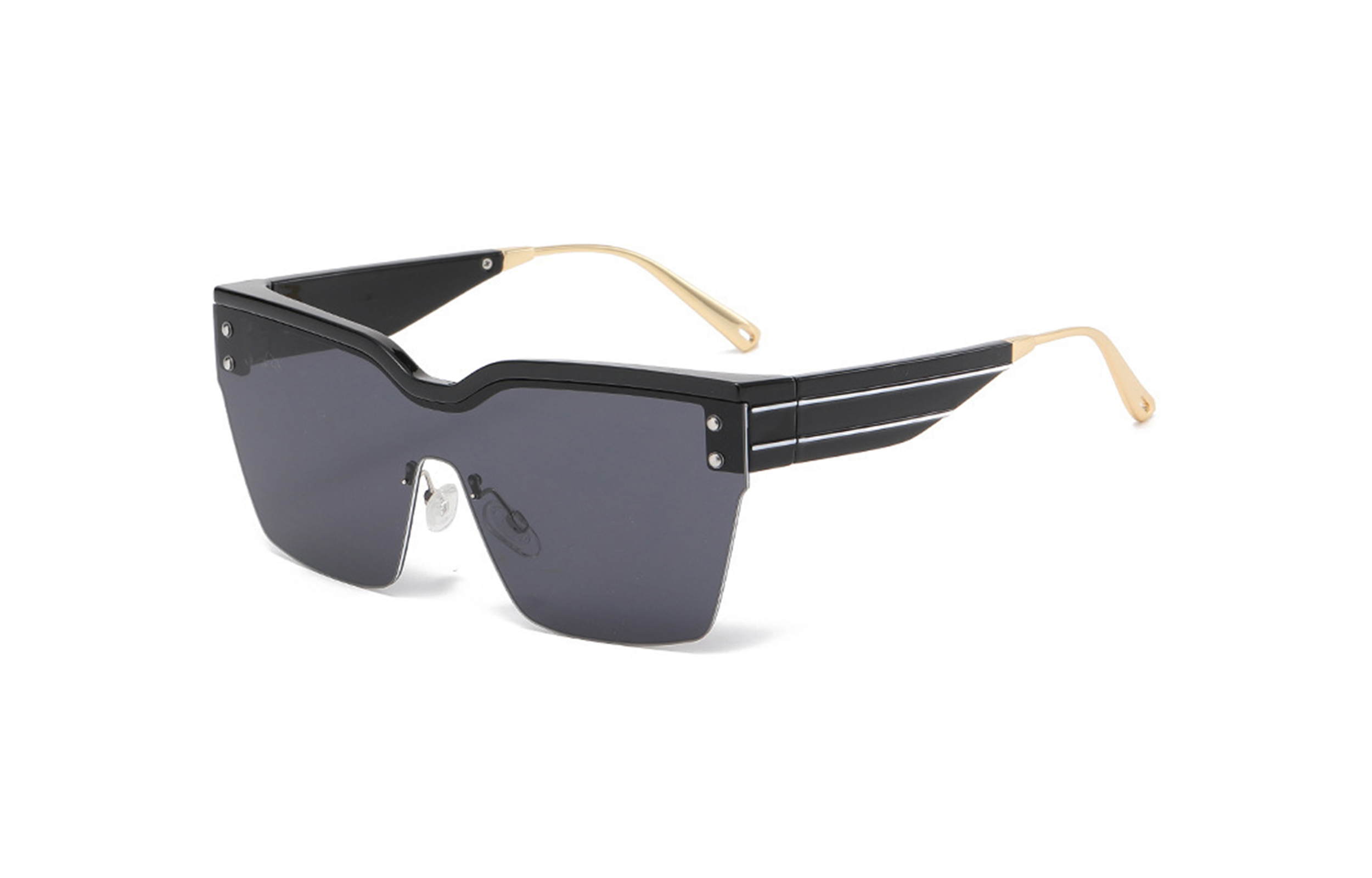 

Квадратные солнцезащитные очки мужские ENFANTIN, Matte Black Frame with All Gray Lens Lens[White Shopping Bag Box]