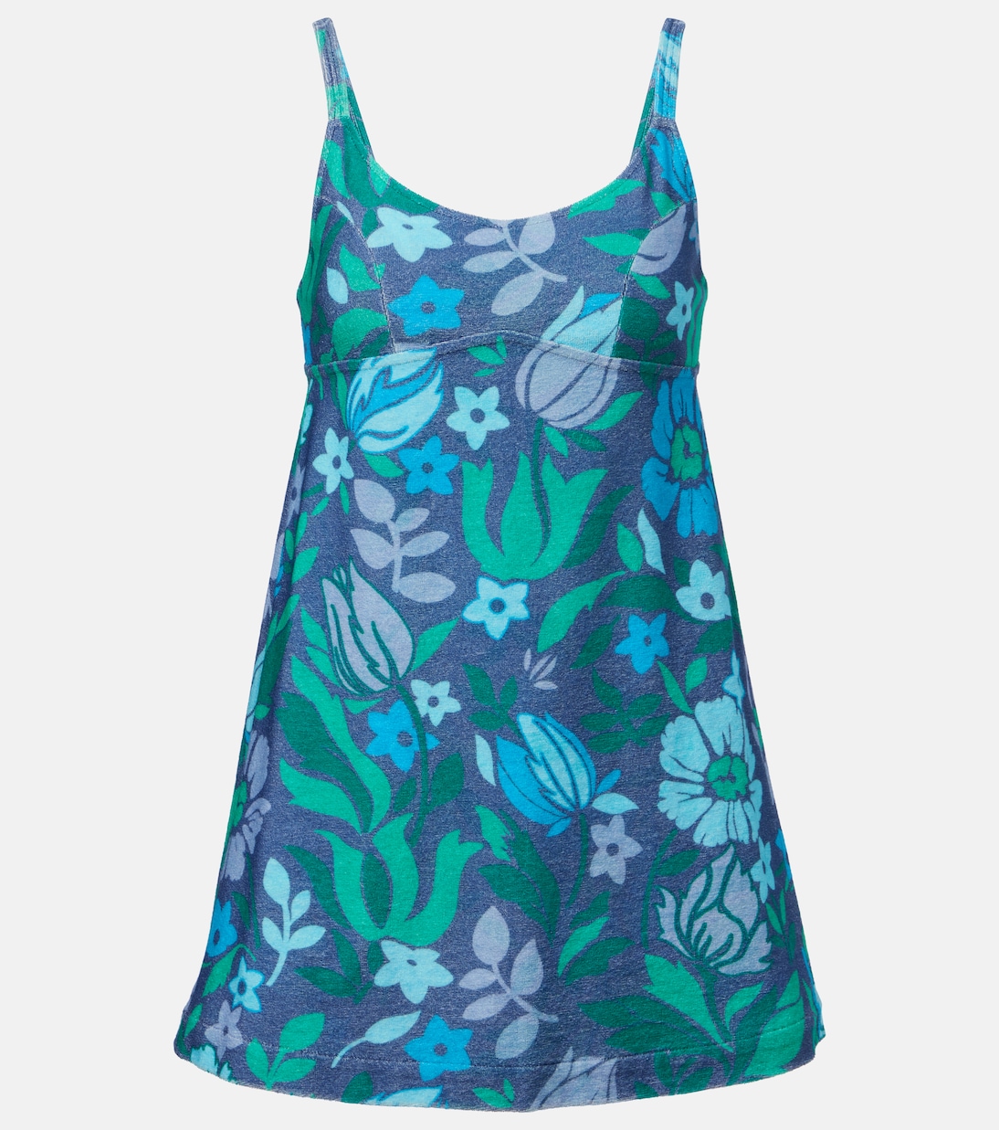 

Флоральное хлопковое мини-платье из джерси Chloé, Multicolor Blue