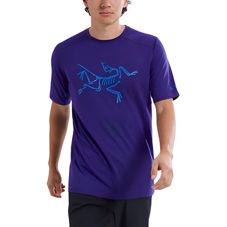 Футболка Arc'teryx Ionia из мериносовой шерсти с логотипом Arcteryx, sonic фиолетовый/iridescent синий/soul sonic/electra