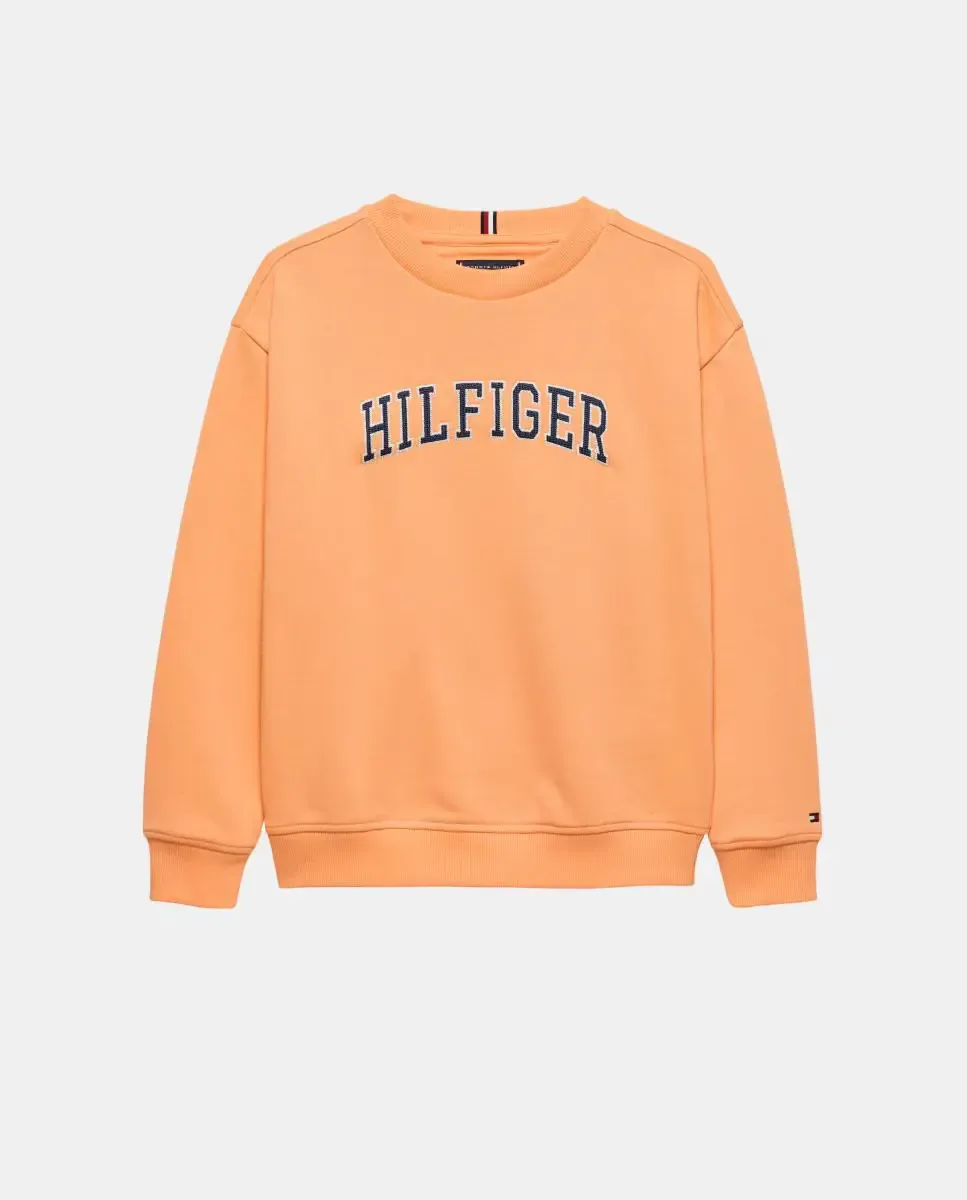 Детская свитшот с контрастным логотипом спереди Tommy Hilfiger, оранжевый