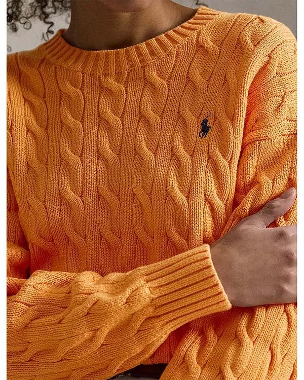 Свитер с круглым вырезом и косами Ralph Lauren, Orange — фото 4