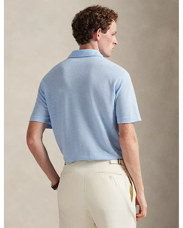Рубашка-Поло из льняного пике стандартного кроя Polo Ralph Lauren, Blue — фото 3