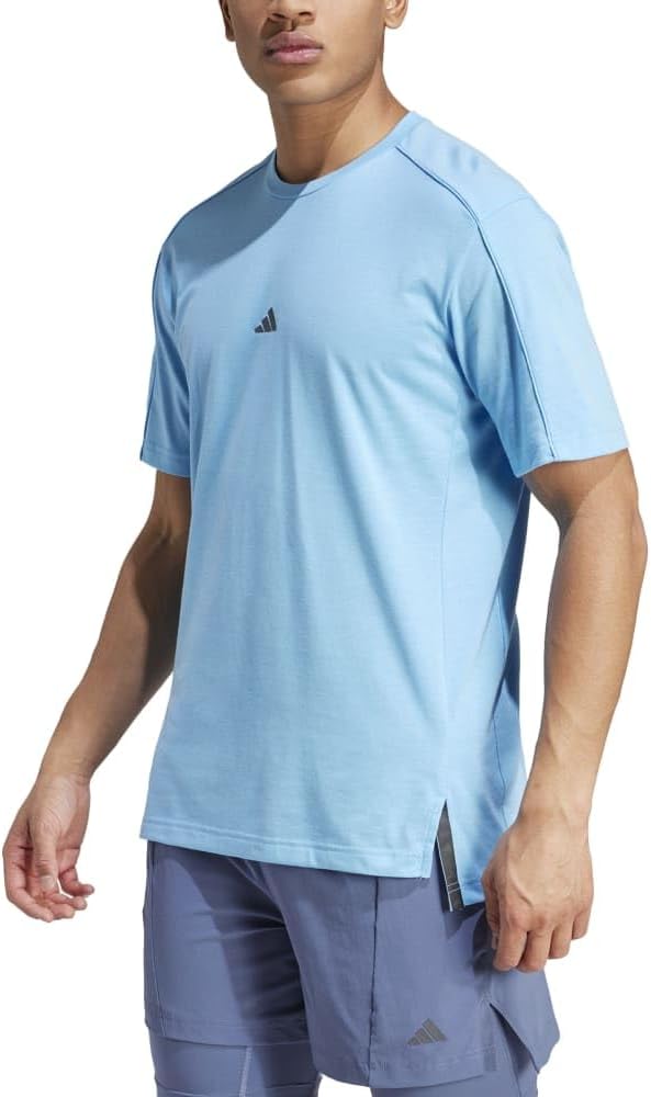 Мужская футболка Adidas IJN30 с коротким рукавом, для йоги и тренировок, синий — фото 4