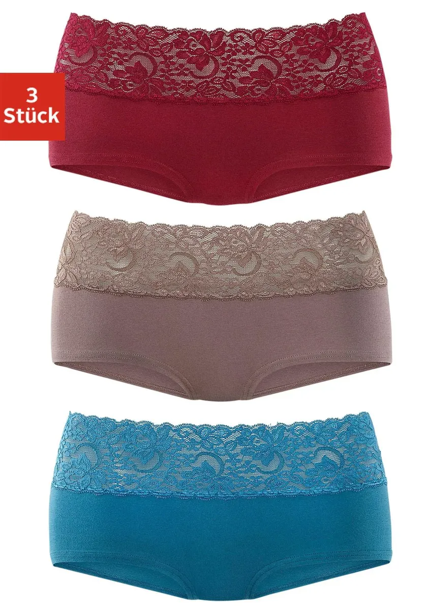 

Трусики Vivance (3 шт.) из эластичного хлопка с цветочным кружевом, коричневый