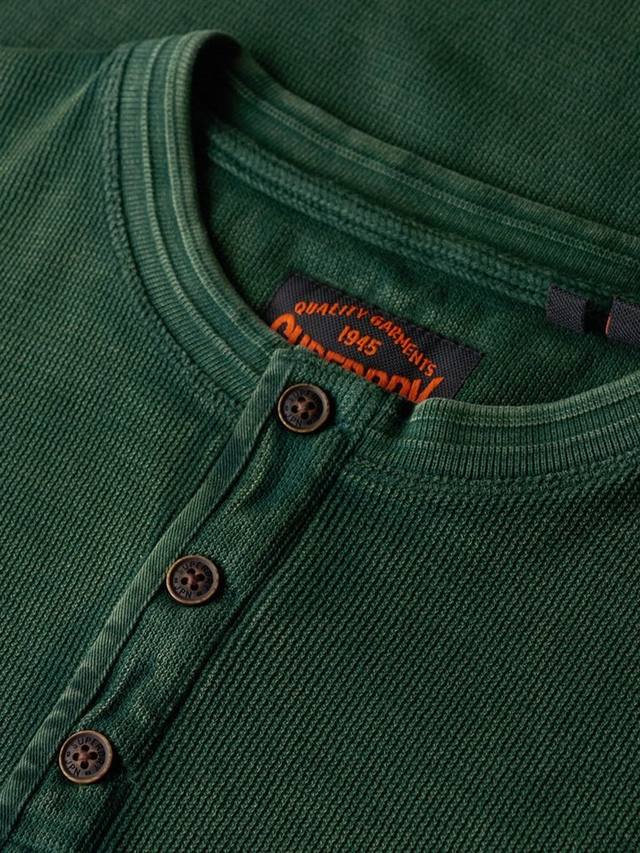 Винтажная текстурированная хлопковая рубашка Grandad Superdry, Enamel Green — фото 4