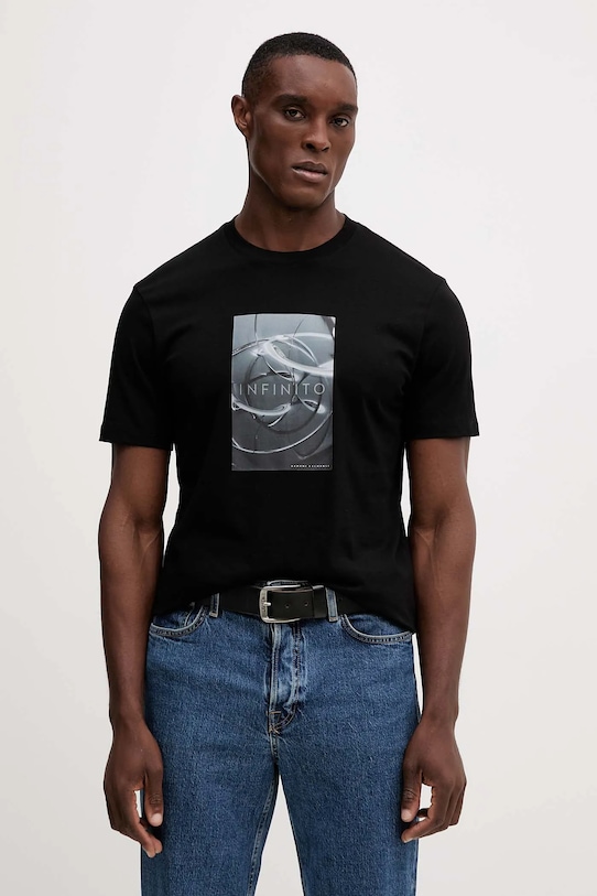 

Хлопковая футболка Armani Exchange, черный