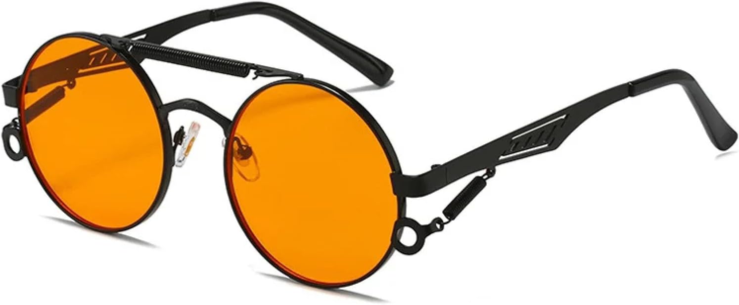 

Ретро металлические круглые солнцезащитные очки с двойной перемычкой для женщин, модные солнцезащитные очки с градиентным зеркальным покрытием для мужчин, трендовый панк TVTBBVV, Black Orange