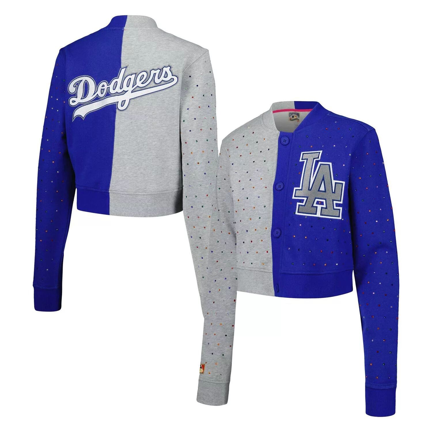 

Женский серый/королевский укороченный кардиган на пуговицах Los Angeles Dodgers
