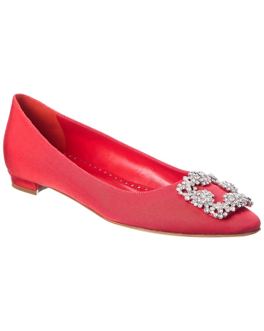 Манильский Blahnik Hangisi Плоские туфли из репса Manolo Blahnik, красный