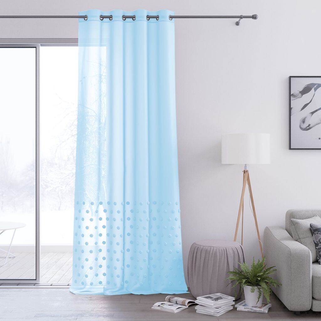 

Штора AmeliaHome Lunare с люверсами-подвесками 140x270 см, голубая штора с люверсами, прозрачная, легко чистится, прочная и элегантная., светло-синий
