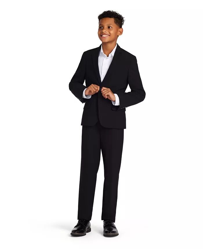Большие мальчики Slim Fit эластичные брюки для машинной стирки Calvin Klein, черный — фото 4
