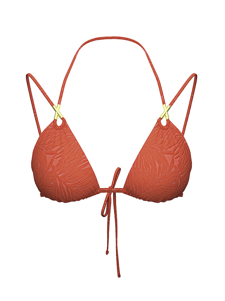 Бикини-топ Victoria'S Secret Swim, бретельки-треугольник, оранжево-коричневые листья — фото 3