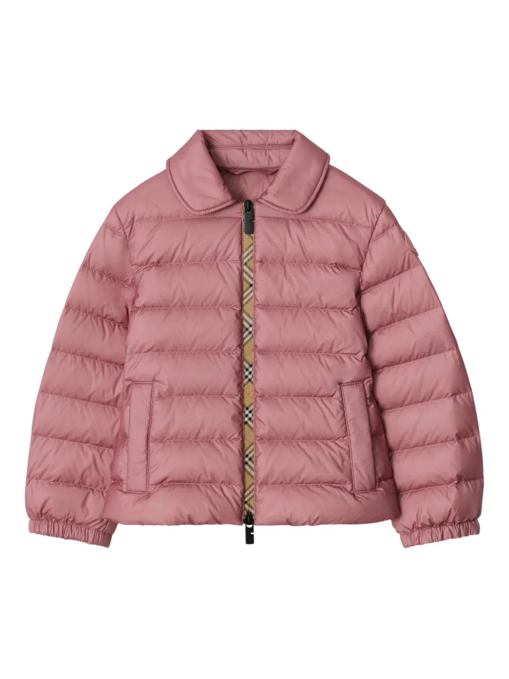 

Пуховик в клетку BURBERRY KIDS, розовый
