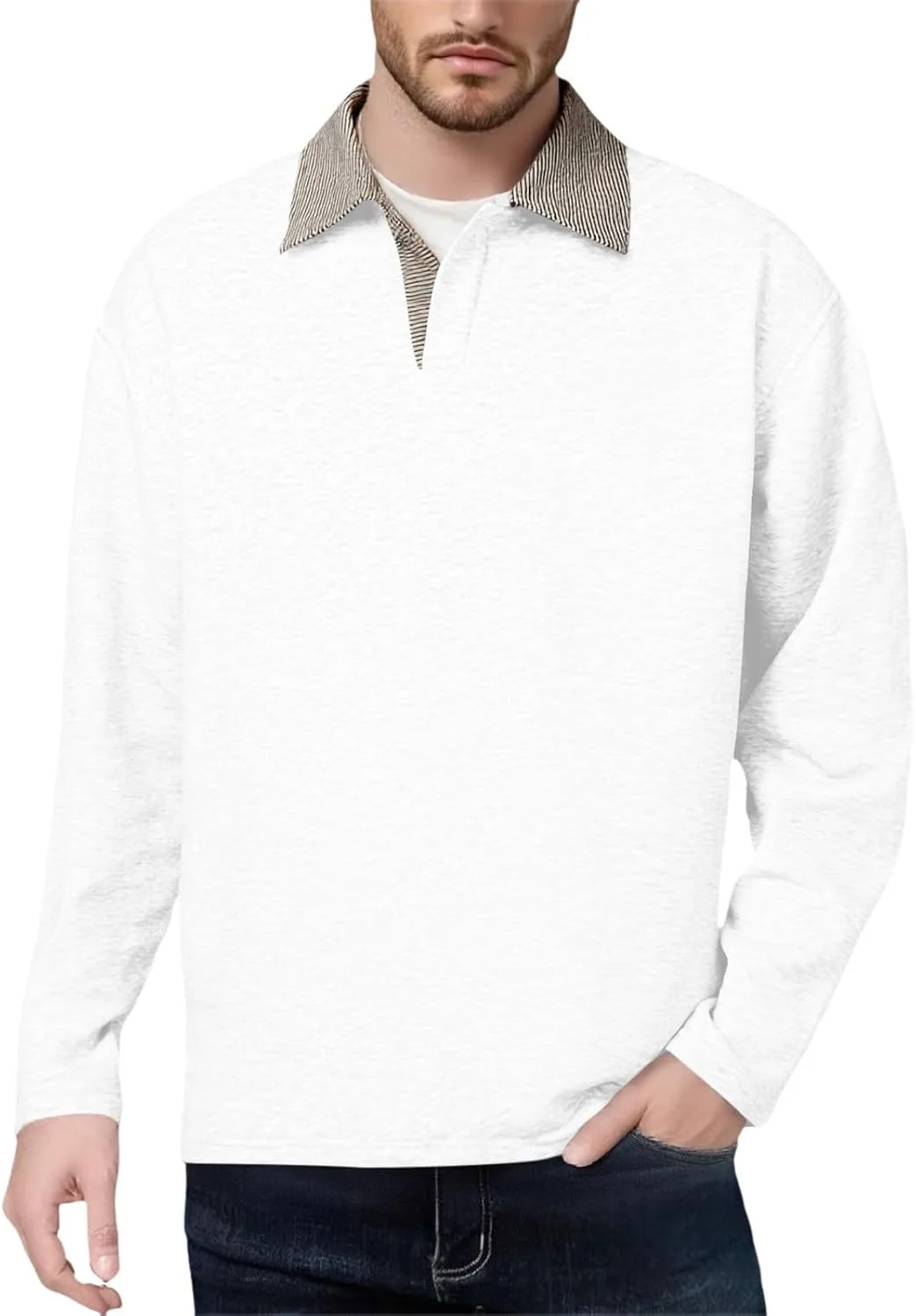 

Мужская модная поло с лацканами в полоску