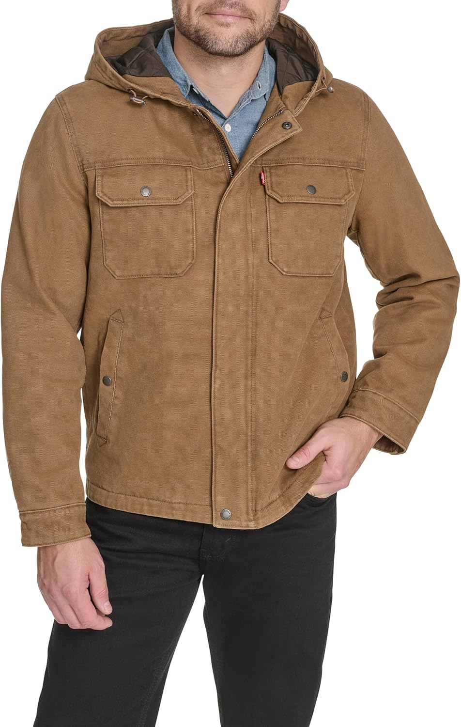 Мужская куртка Levi's из хлопчатобумажной ткани с капюшоном, Worker Brown