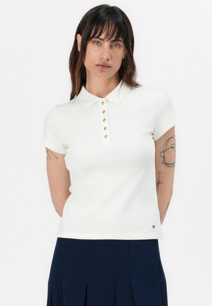 Поло Tommy Hilfiger GOLD BUTTON SLIM POLO, Ivory Silk/Off-White — фото 4