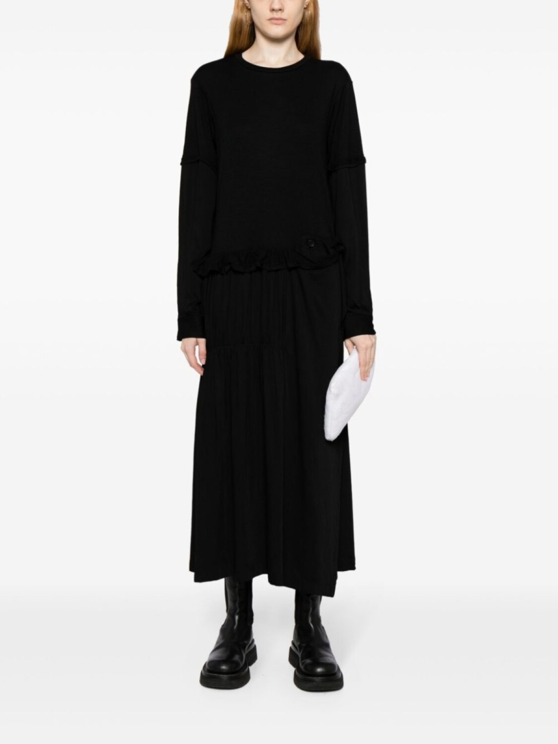 Yohji Yamamoto ярусное платье макси со вставками, черный — фото 2