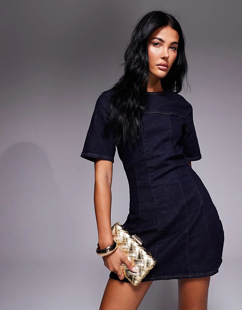 

Джинсовое мини-платье ASOS DESIGN с приталенной талией, цвет: стираный