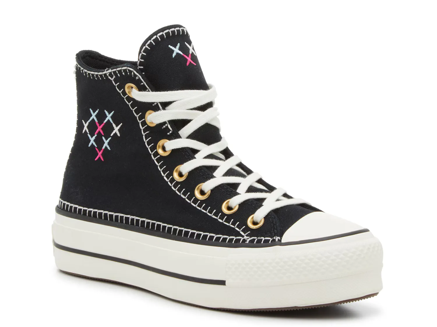 

Кроссовки Chuck Taylor High-Top Platform Sneaker Converse, цвет black_hotpink_greystitching