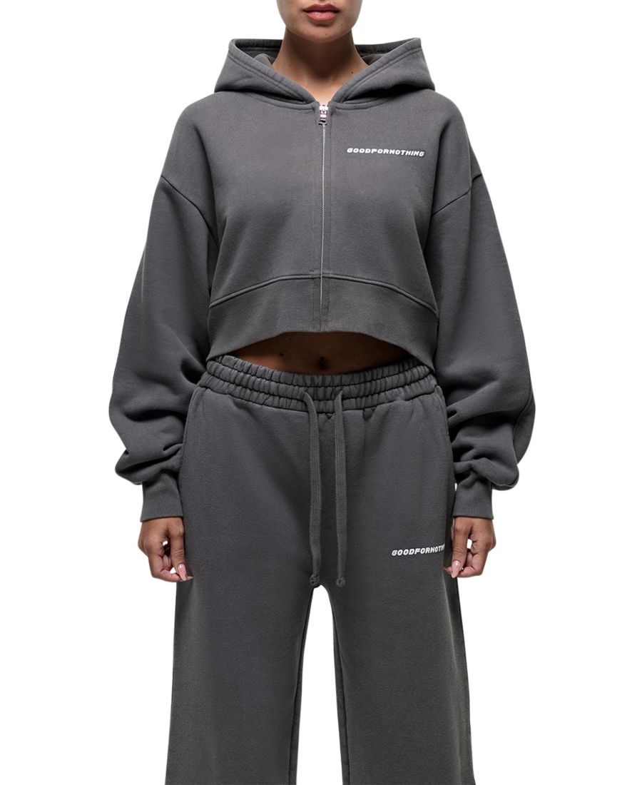 

Женская винтажная серая укороченная толстовка на молнии Good For Nothing, Grey