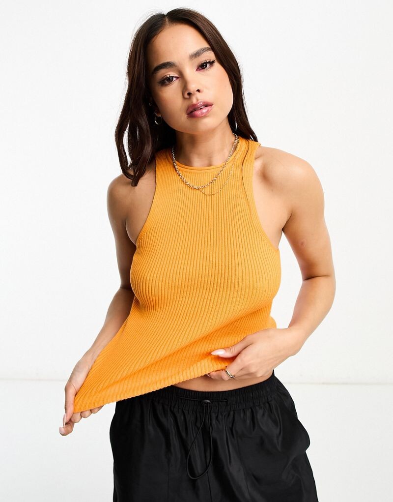 

Оранжевая вязаная майка-борцовка ASOS DESIGN