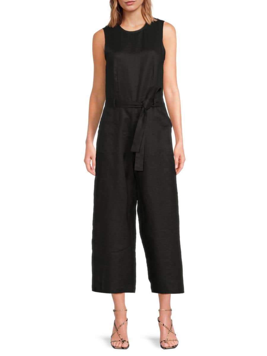 

Укороченный комбинезон из 100% льна Saks Fifth Avenue, черный