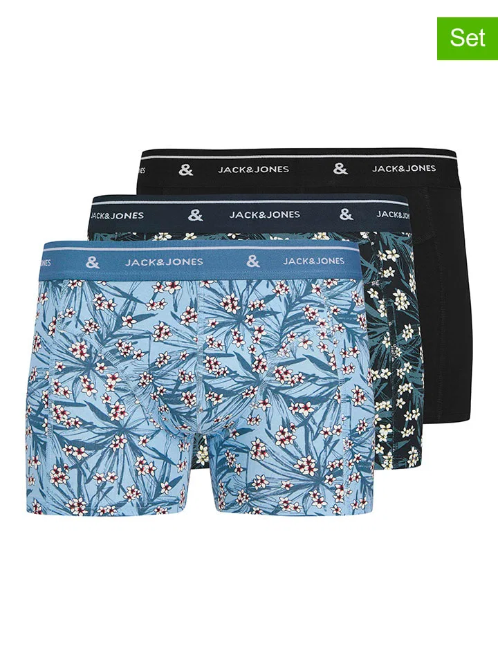 Боксеры набор из 3 штук JACK & JONES Junior, светло-голубой/черный