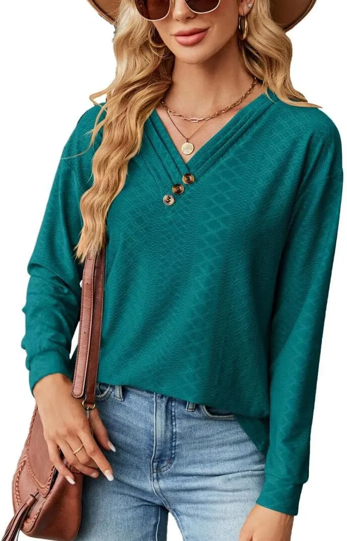 

Женская блузка-туника с V-образным вырезом и длинными рукавами