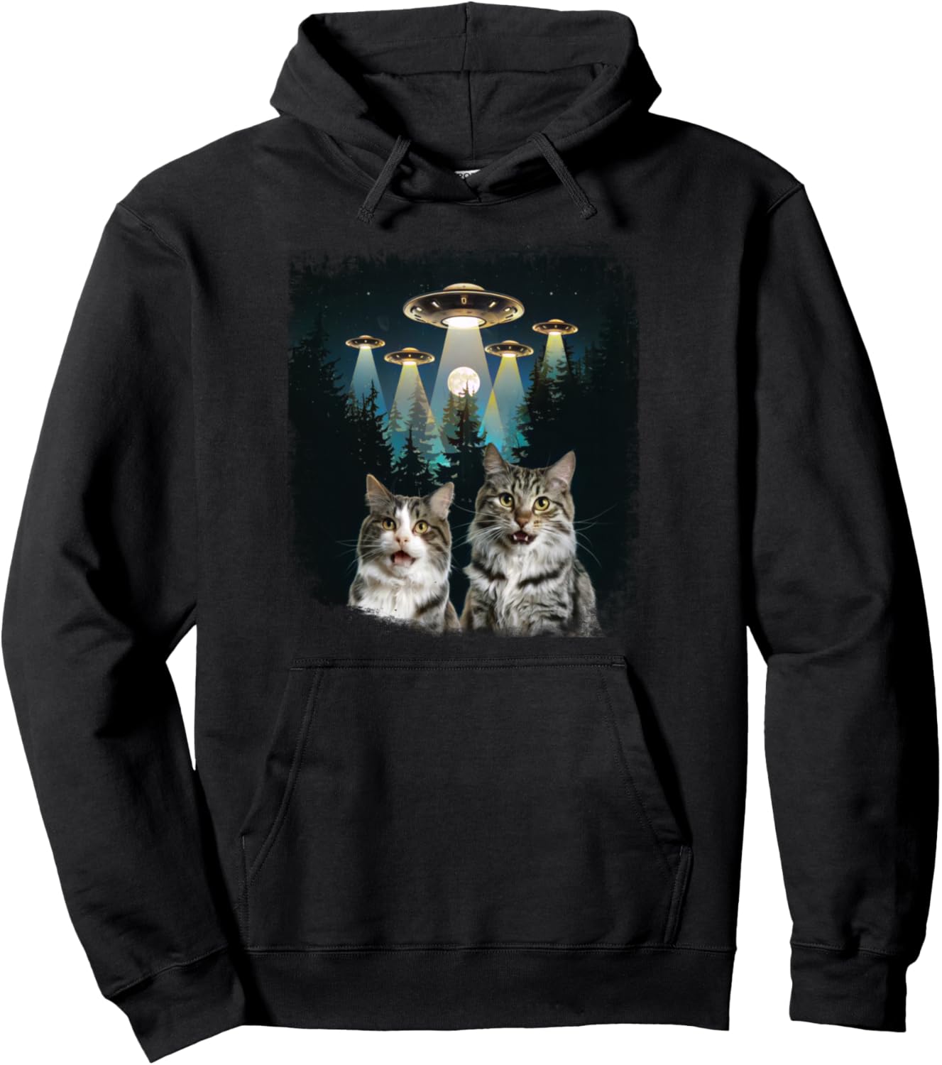 

Селфи с кошкой на фоне НЛО и космического корабля. Забавная толстовка для любителей кошек, инопланетян и научной фантастики Alien & Cat Lovers Apparel, черный