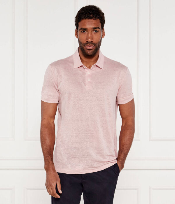 

Льняная рубашка поло parris 73_db Regular fit Boss, розовый