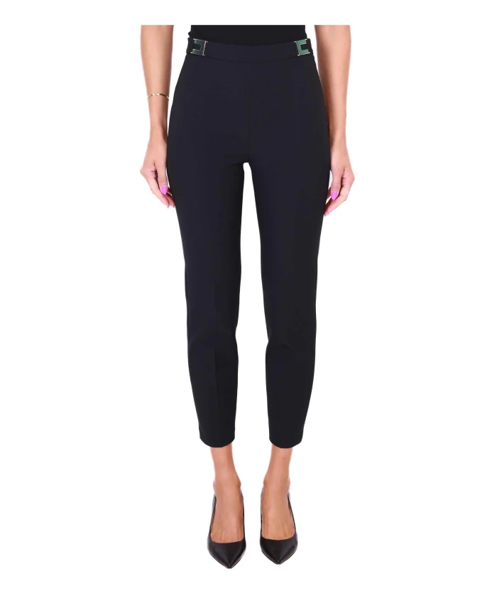 

Черные брюки-сигареты с логотипами. Elisabetta Franchi, черный