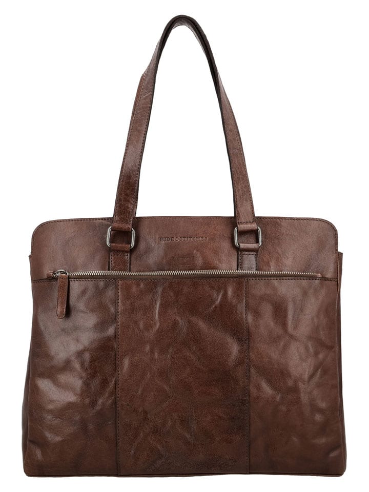 

HIDE & STITCHES Кожаная сумка через плечо "Westland" темно-коричневого цвета - (Ш)40 x (В)32 x (Г)13,5 см