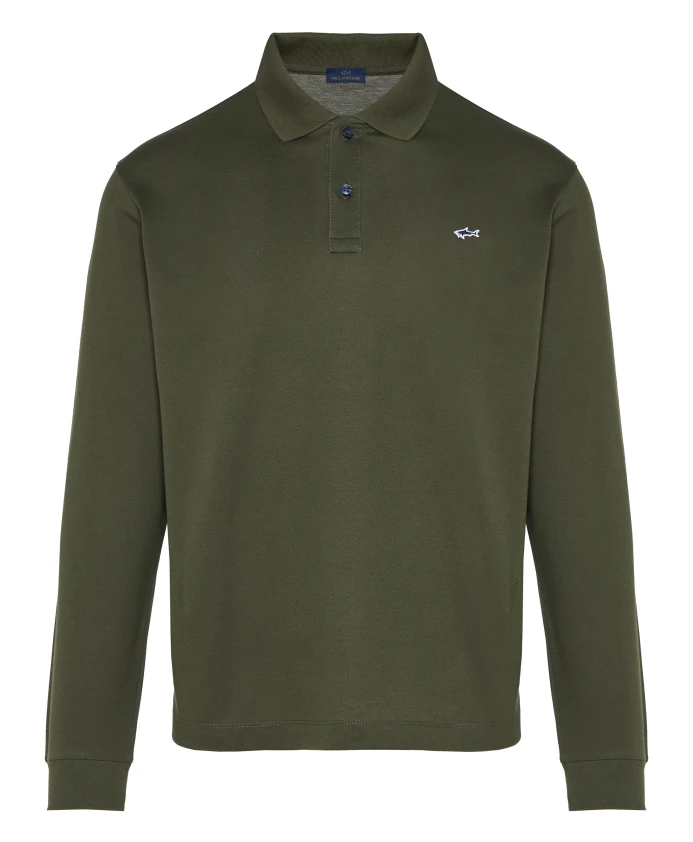 

Хлопковая рубашка-поло с двумя пуговицами. Paul & Shark, зеленый