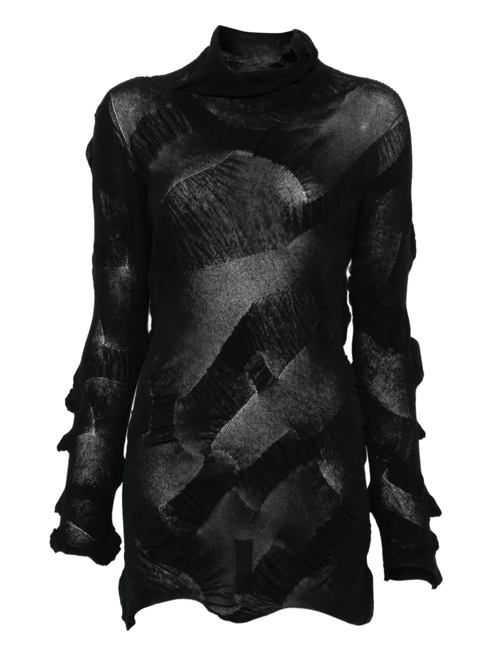

Платье с длинными рукавами и сборками Yohji Yamamoto, черный