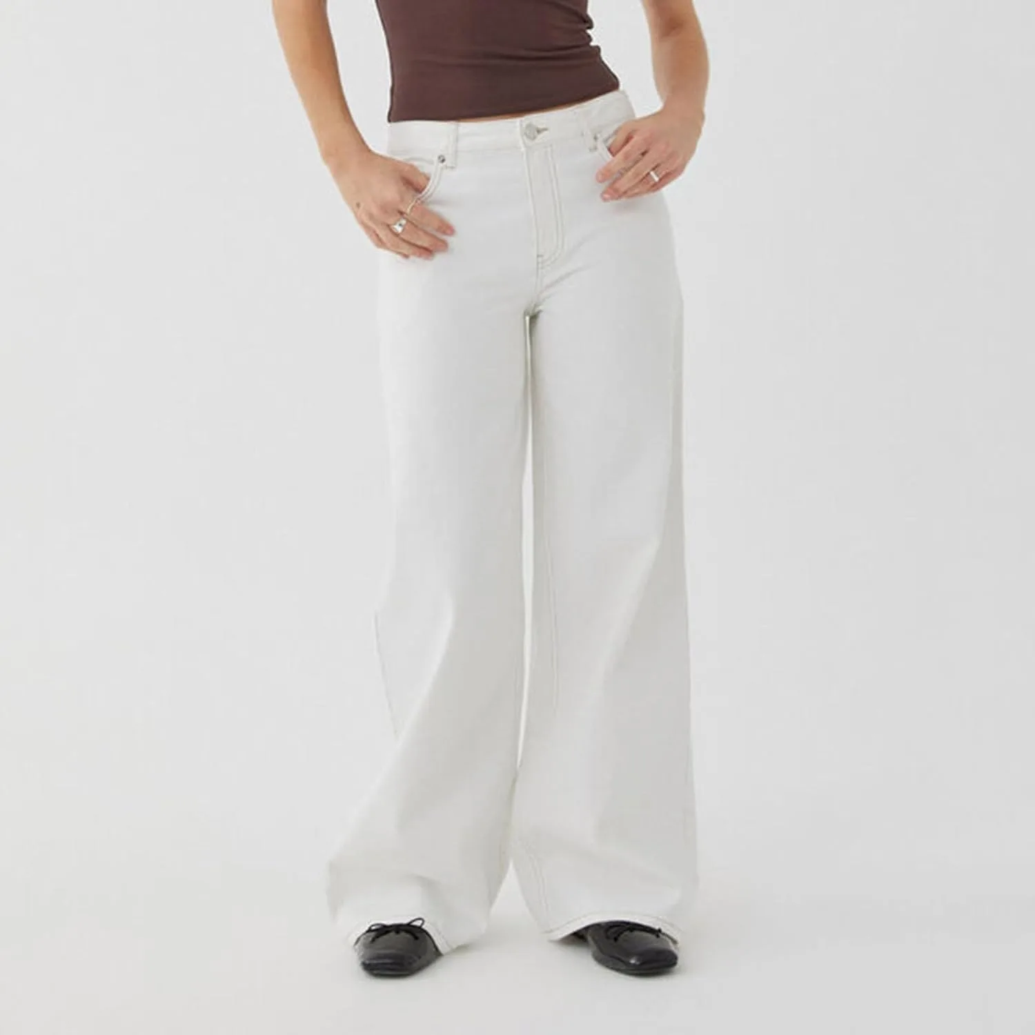 Джинсы для женщин Mid Waisted Loose Wide Leg
