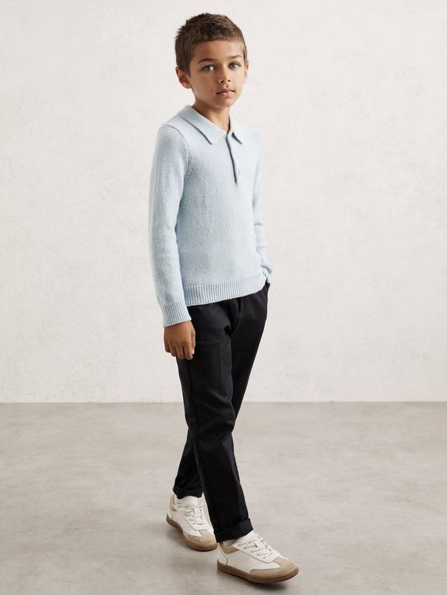 

Детская поло с длинным рукавом Deansgate из шерстяной смеси Reiss, Blue Fog