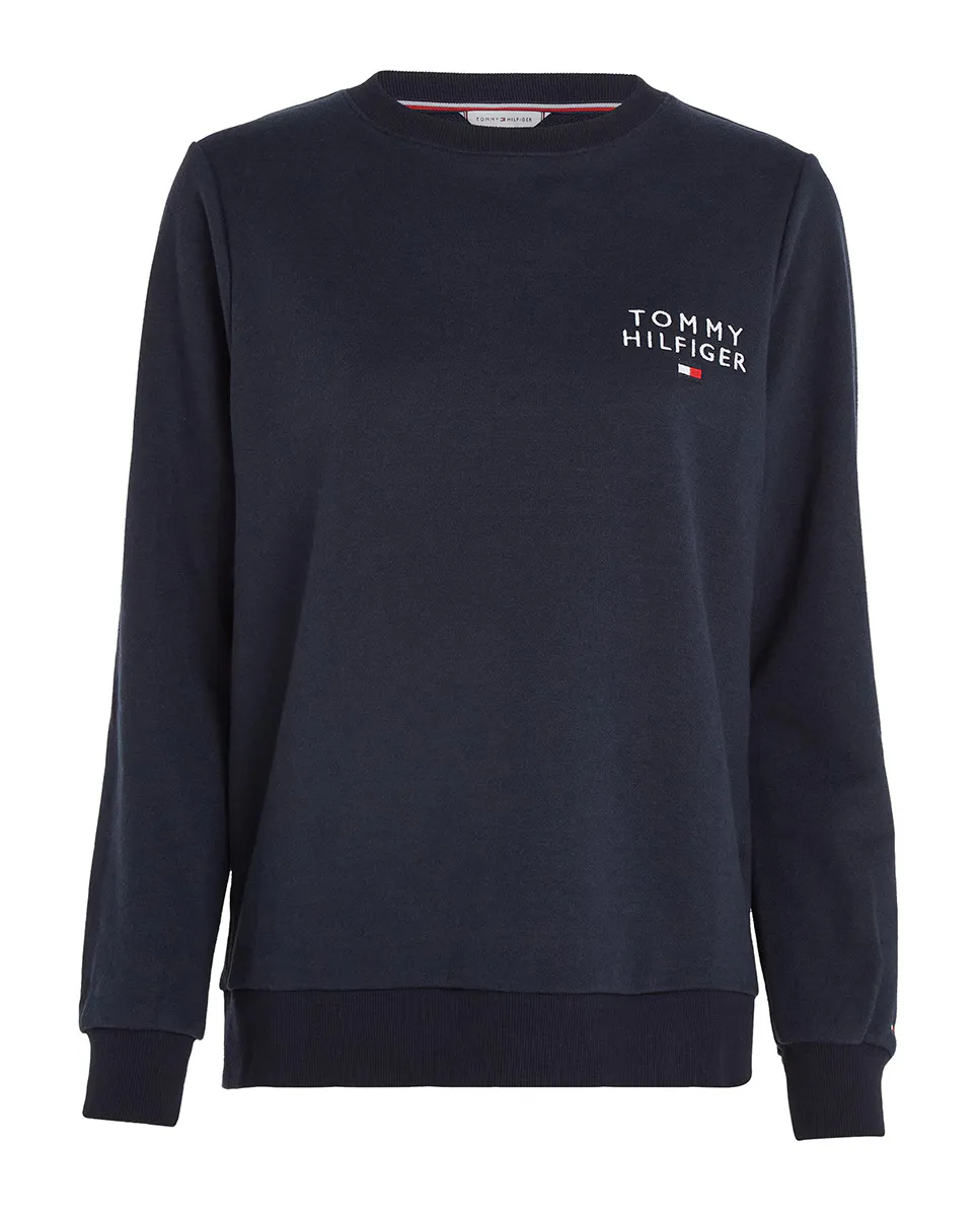 Женская толстовка с круглым вырезом и логотипом Tommy Hilfiger, синий — фото 4