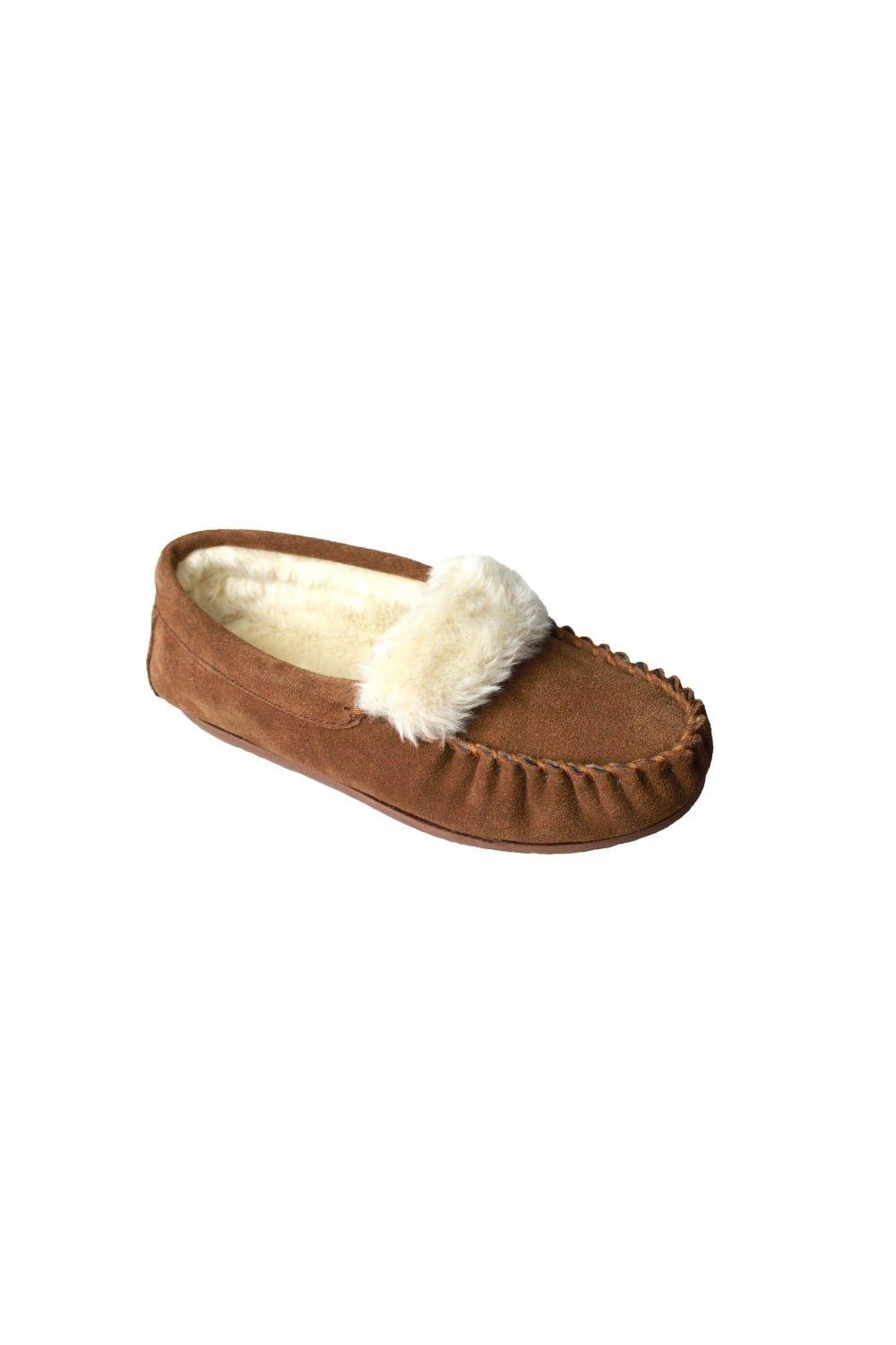 Мокасины Zoe с плюшевой подкладкой Eastern Counties Leather, коричневый