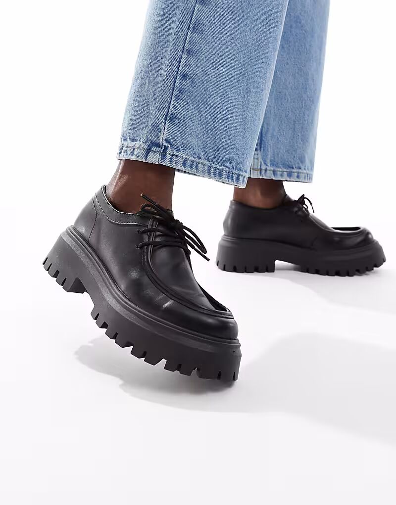 Туфли Schuh Lyrica на массивном носке со шнуровкой из черной кожи