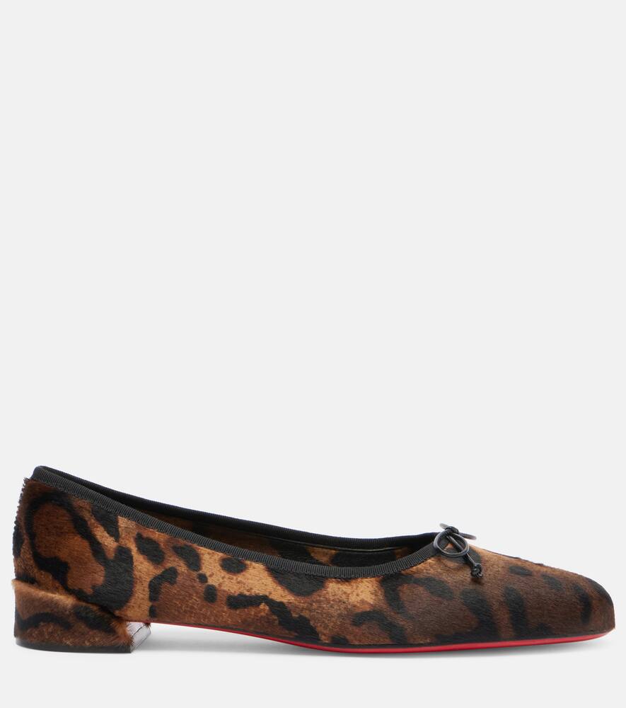Балетки из телячьей кожи с леопардовым принтом Christian Louboutin, Brown/Lin Black — фото 4
